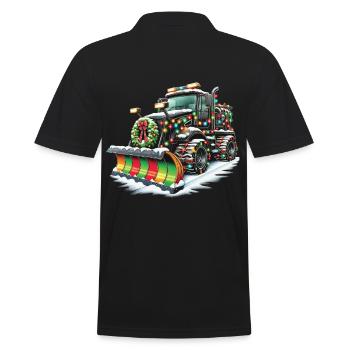 Winter Weihnachten Schneeräummaschine Fahrzeug - Männer Poloshirt - Schwarz - Hinten - Kai (181cm)