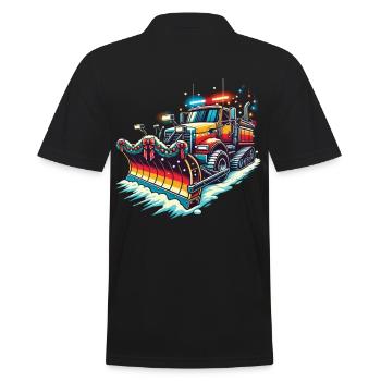 Winter Christmas Snow Removal Machine Vehicle - Men's Polo Shirt - black - Back - Kai (181cm)