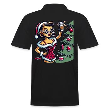 Motif de dessin animé pin-up de Noël - Polo Homme - noir - Dos - Kai (181cm)
