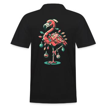 Fröhlicher Weihnachtsflamingo Mit Festlicher - Männer Poloshirt - Schwarz - Hinten - Kai (181cm)