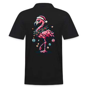 Funny flamingo with Christmas decoration - Men's Polo Shirt - black - Back - Kai (181cm)