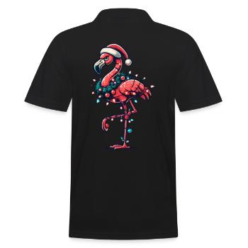 Funny Christmas flamingo with decoration - Men's Polo Shirt - black - Back - Kai (181cm)