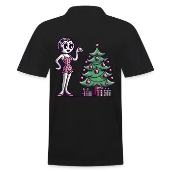 Motif de dessin animé pin-up de Noël en rétro - Polo Homme - noir - Dos - Kai (181cm)