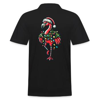 Funny Christmas flamingo with decoration - Men's Polo Shirt - black - Back - Kai (181cm)