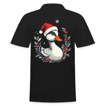 Canard de Noël avec chapeau et couronne de baies - Polo Homme - noir - Dos - Kai (181cm)