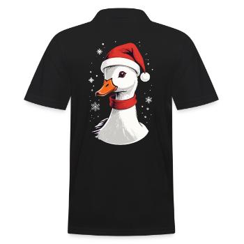Canard de Noël avec chapeau et flocons de neige - Polo Homme - noir - Dos - Kai (181cm)