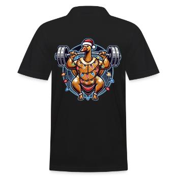 Lustige Weihnachtsgans Bodybuilding Spaß - Männer Poloshirt - Schwarz - Hinten - Kai (181cm)