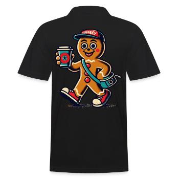 Funny gingerbread snob with coffee - Men's Polo Shirt - black - Back - Kai (181cm)