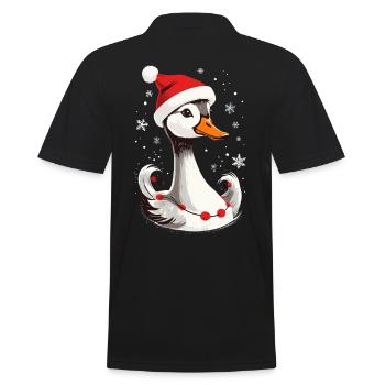 Canard de Noël avec chapeau et flocons de neige - Polo Homme - noir - Dos - Kai (181cm)