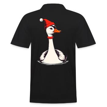 Oie de Noël avec chapeau de Noël - Polo Homme - noir - Dos - Kai (181cm)