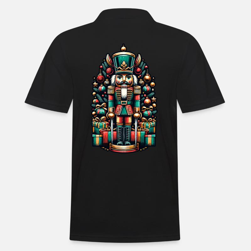 Weihnachtlicher Nussknacker Mit Geschenken - Männer Poloshirt - Schwarz