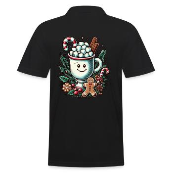 Weihnachtliche Heiße Schokolade Mit Zimt - Männer Poloshirt - Schwarz - Hinten - Kai (181cm)