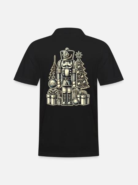 Christmas Nutcracker with Christmas Tree - Men's Polo Shirt - black