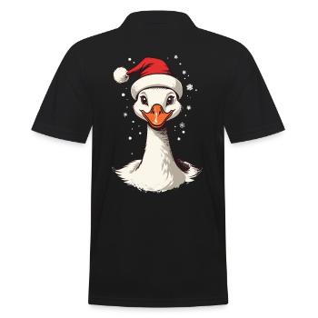 Motif de Noël sucré de canard festif avec chapeau - Polo Homme - noir - Dos - Kai (181cm)