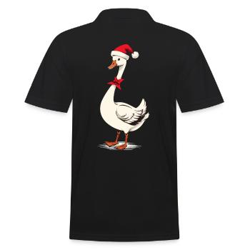 Festliche Gans Mit Weihnachtsmütze - Männer Poloshirt - Schwarz - Hinten - Kai (181cm)