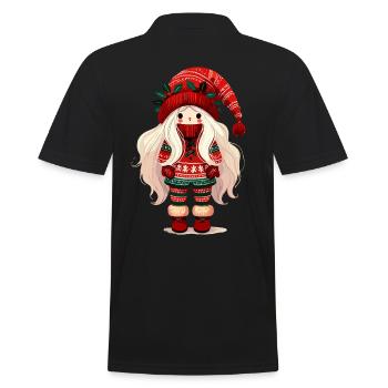 Cute Christmas elf in Scandinavian style - Men's Polo Shirt - black - Back - Kai (181cm)