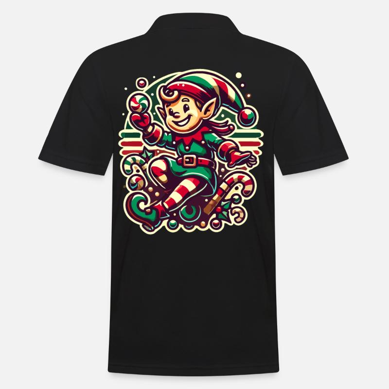 Fröhlicher Weihnachtswichtel Illustration - Männer Poloshirt - Schwarz
