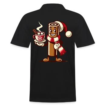 Heiße Schokolade Mit Zimt Fröhliche Weihnachtszeit - Männer Poloshirt - Schwarz - Hinten - Kai (181cm)