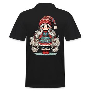 Noël Gnome Femme Gnome Festif Fille - Polo Homme - noir - Dos - Kai (181cm)