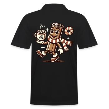 Heiße Schokolade Mit Zimt Cartoon - Männer Poloshirt - Schwarz - Hinten - Kai (181cm)