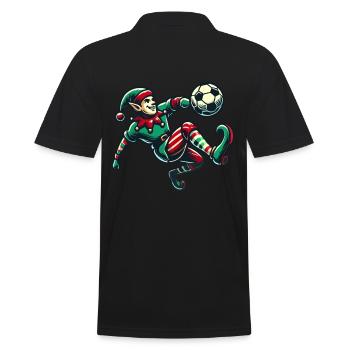 Christmas Elf Football Player Motif - Men's Polo Shirt - black - Back - Kai (181cm)