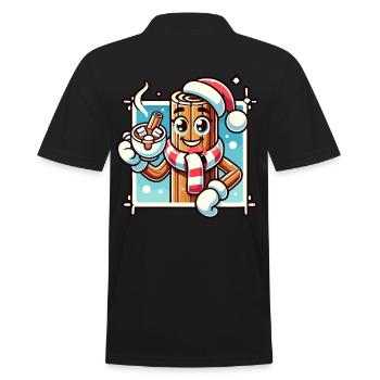 Heiße Schokolade Mit Zimt Cartoon Winterfreude - Männer Poloshirt - Schwarz - Hinten - Kai (181cm)