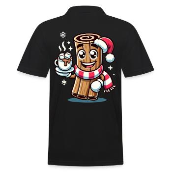 Heiße Schokolade Mit Zimt Cartoon Weihnachtlich - Männer Poloshirt - Schwarz - Hinten - Kai (181cm)