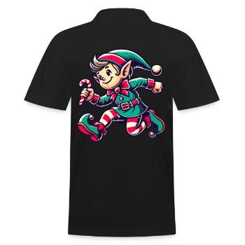 Fröhlicher Weihnachtswichtel Mit Zuckerstange - Männer Poloshirt - Schwarz - Hinten - Kai (181cm)