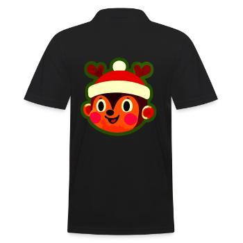 Fröhlicher Rentier Affe Weihnachtsspaß - Männer Poloshirt - Schwarz - Hinten - Kai (181cm)