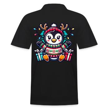 Fröhlicher Pinguin Mit Rentiergeweih Und - Männer Poloshirt - Schwarz - Hinten - Kai (181cm)