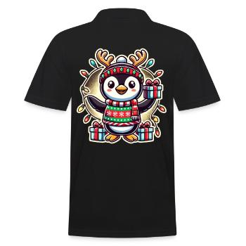 Joyeux Noël Pingouin avec des cadeaux - Polo Homme - noir - Dos - Kai (181cm)
