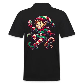 Merry Christmas elf with candy cane - Men's Polo Shirt - black - Back - Kai (181cm)