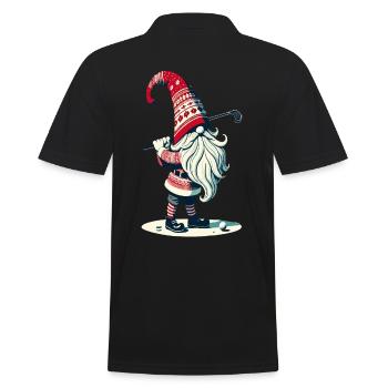 Golfer Gnome for Golf Lovers - Men's Polo Shirt - black - Back - Kai (181cm)
