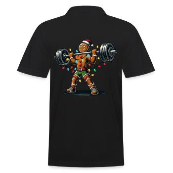 Gingerbread Man Bodybuilder Christmas Fitness Fun - Men's Polo Shirt - black - Back - Kai (181cm)