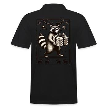 Raton laveur de Noël avec cadeau - Polo Homme - noir - Dos - Kai (181cm)