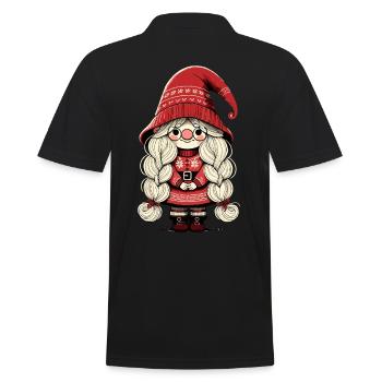 Christmas Gnome Gnome Girl - Men's Polo Shirt - black - Back - Kai (181cm)