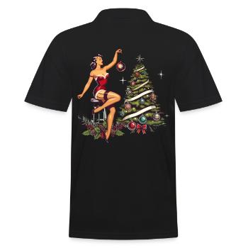 Pin-up de Noël style rétro vintage - Polo Homme - noir - Dos - Kai (181cm)