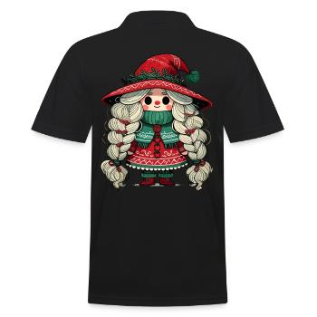 Gnome Fille Festive en Scandinave - Polo Homme - noir - Dos - Kai (181cm)