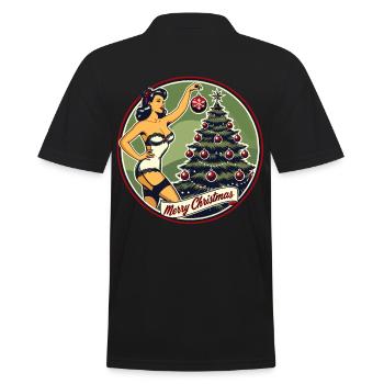 Motif pin-up de Noël rétro vintage - Polo Homme - noir - Dos - Kai (181cm)