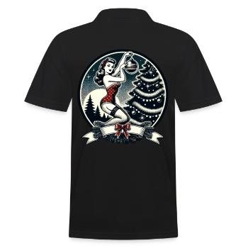 Magie de Noël rétro festive avec une touche de pin-up - Polo Homme - noir - Dos - Kai (181cm)