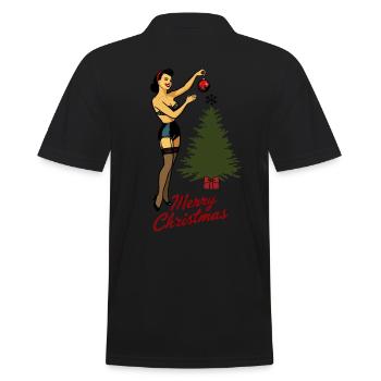 Pin-up de Noël style rétro vintage - Polo Homme - noir - Dos - Kai (181cm)