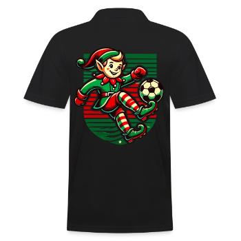 Soccer Playing Christmas Elf Fun - Men's Polo Shirt - black - Back - Kai (181cm)
