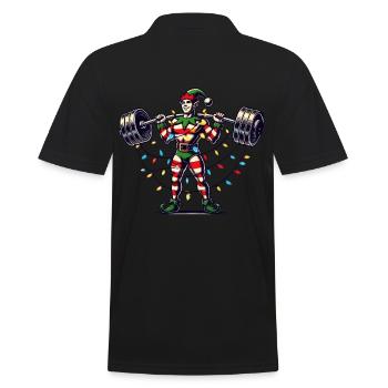 Elfe de fitness de Noël avec haltères - Polo Homme - noir - Dos - Kai (181cm)
