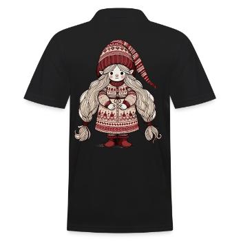 Christmas Gnome Woman Festive Gnome Girl - Men's Polo Shirt - black - Back - Kai (181cm)