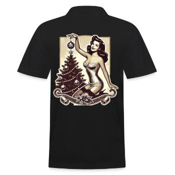 Retro Weihnachts Pin-Up Vintage Charme - Männer Poloshirt - Schwarz - Hinten - Kai (181cm)