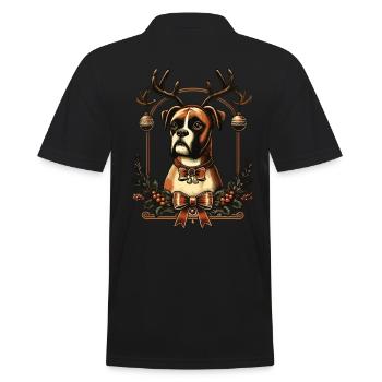 Boxer Hund Mit Rentiergeweih Weihnachtlich - Männer Poloshirt - Schwarz - Hinten - Kai (181cm)