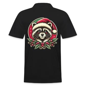 raton laveur de Noël avec chapeau de Père Noël - Polo Homme - noir - Dos - Kai (181cm)