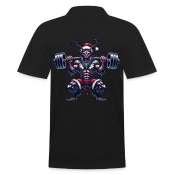 Krampus Bodybuilder Muskeltraining Winter Gym - Männer Poloshirt - Schwarz - Hinten - Kai (181cm)