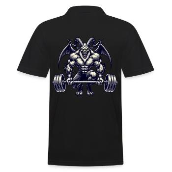 Weihnachtlicher Krampus Bodybuilder Muskeltraining - Männer Poloshirt - Schwarz - Hinten - Kai (181cm)