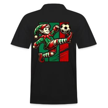 Motif sportif de joueur de football elfe de Noël - Polo Homme - noir - Dos - Kai (181cm)